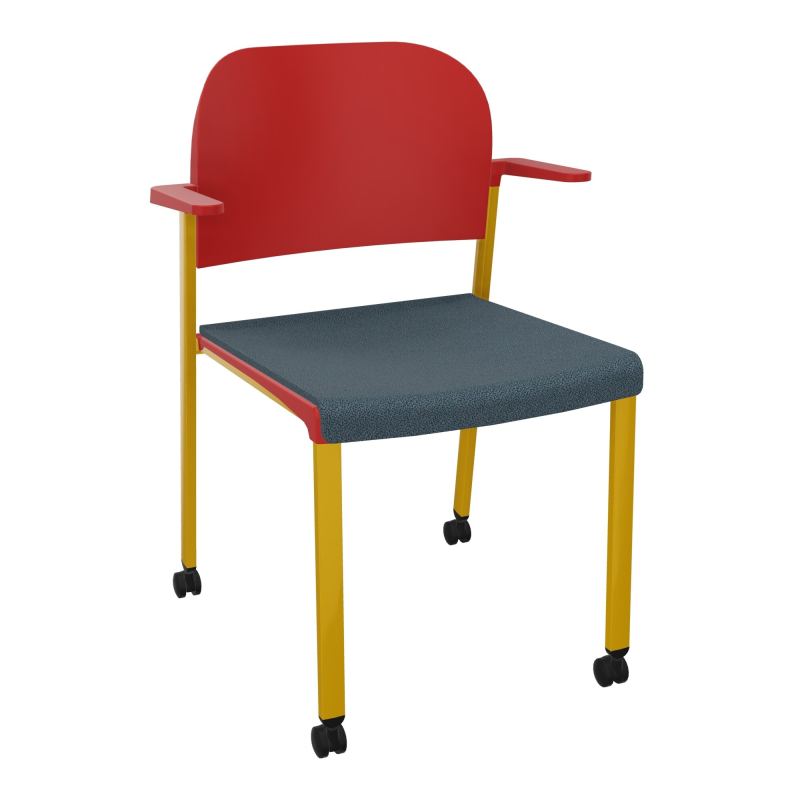 ROMY CHAISE 4P ROULT ASSISE TISSU DOSSIER POLYPRO AVEC ACCOUDOIRS  KA SX PZ