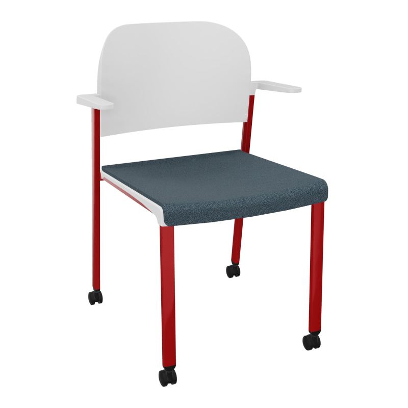 ROMY CHAISE 4P ROULT ASSISE TISSU DOSSIER POLYPRO AVEC ACCOUDOIRS  KA ZY PT