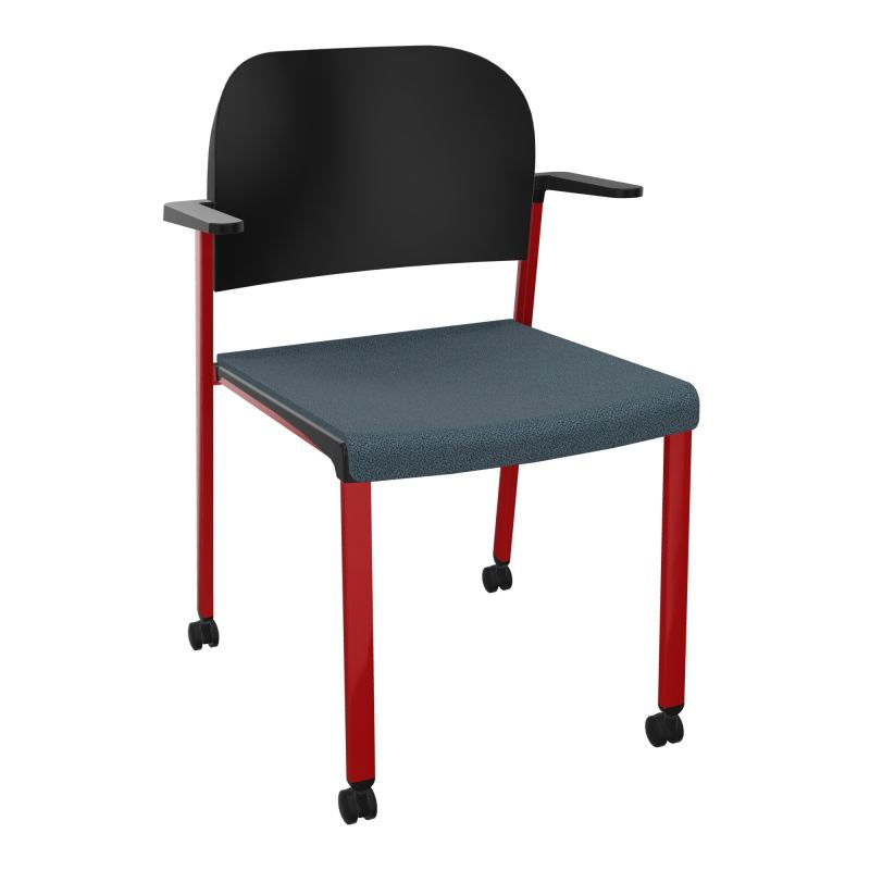 ROMY CHAISE 4P ROULT ASSISE TISSU DOSSIER POLYPRO AVEC ACCOUDOIRS  KA ZY PU