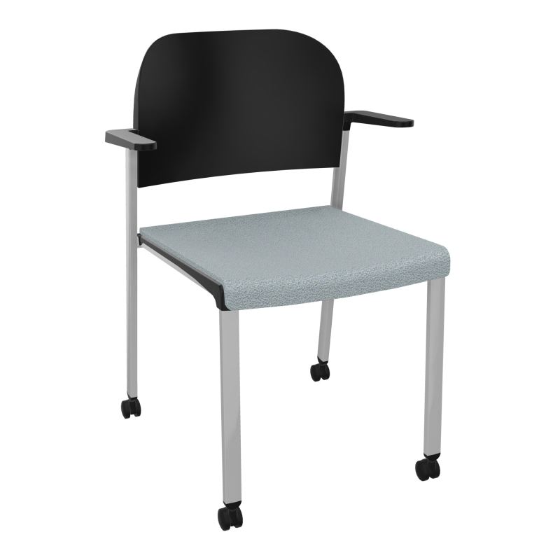ROMY CHAISE 4P ROULT ASSISE TISSU DOSSIER POLYPRO AVEC ACCOUDOIRS  KD SB PU