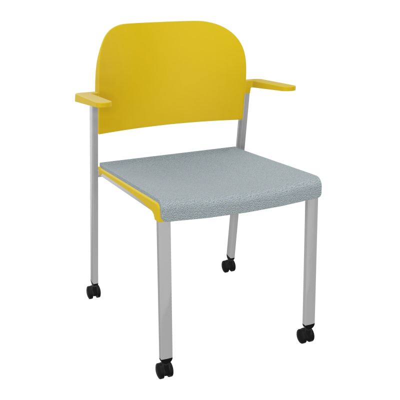 ROMY CHAISE 4P ROULT ASSISE TISSU DOSSIER POLYPRO AVEC ACCOUDOIRS  KD SB PW
