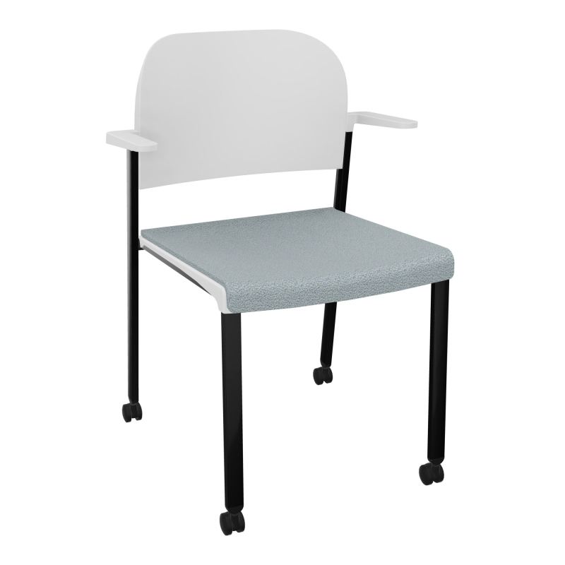 ROMY CHAISE 4P ROULT ASSISE TISSU DOSSIER POLYPRO AVEC ACCOUDOIRS  KD SG PT
