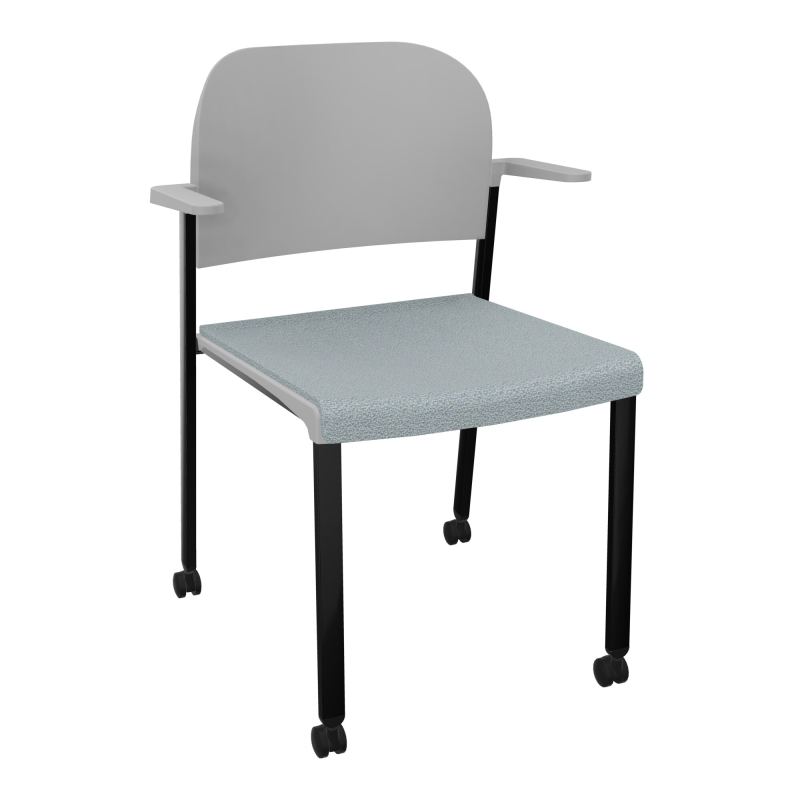 ROMY CHAISE 4P ROULT ASSISE TISSU DOSSIER POLYPRO AVEC ACCOUDOIRS  KD SG PX