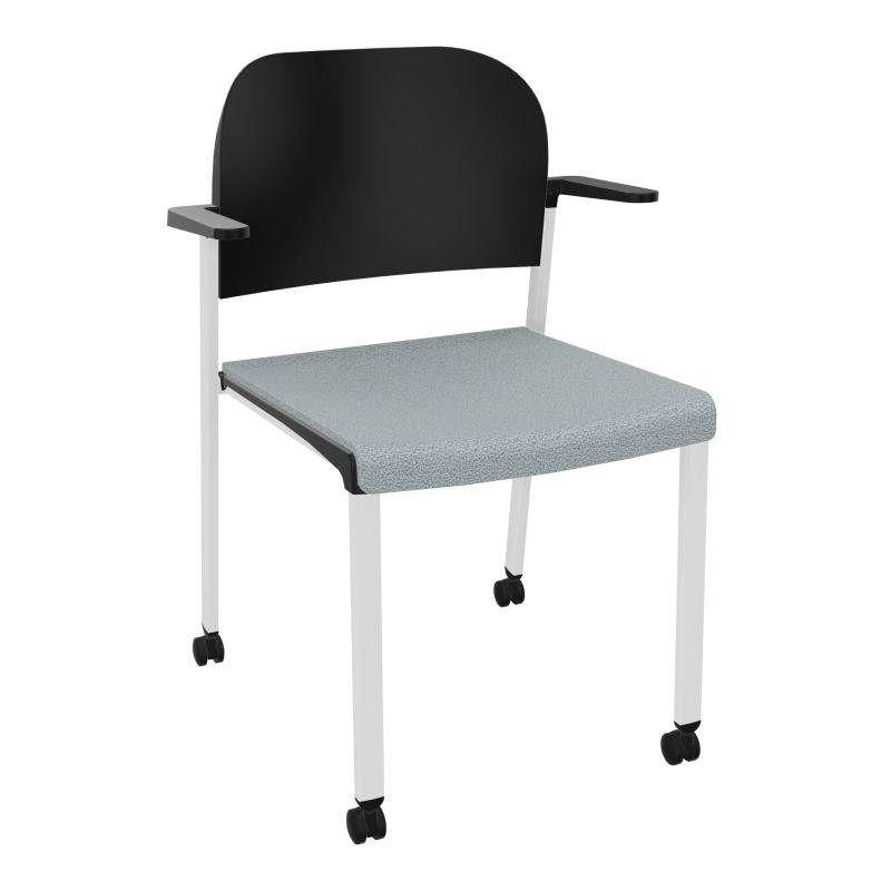 ROMY CHAISE 4P ROULT ASSISE TISSU DOSSIER POLYPRO AVEC ACCOUDOIRS  KD SP PU