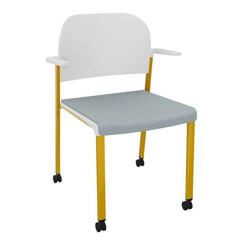 ROMY CHAISE 4P ROULT ASSISE TISSU DOSSIER POLYPRO AVEC ACCOUDOIRS  KD SX PT
