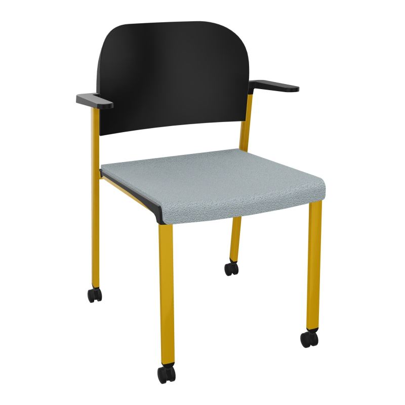 ROMY CHAISE 4P ROULT ASSISE TISSU DOSSIER POLYPRO AVEC ACCOUDOIRS  KD SX PU