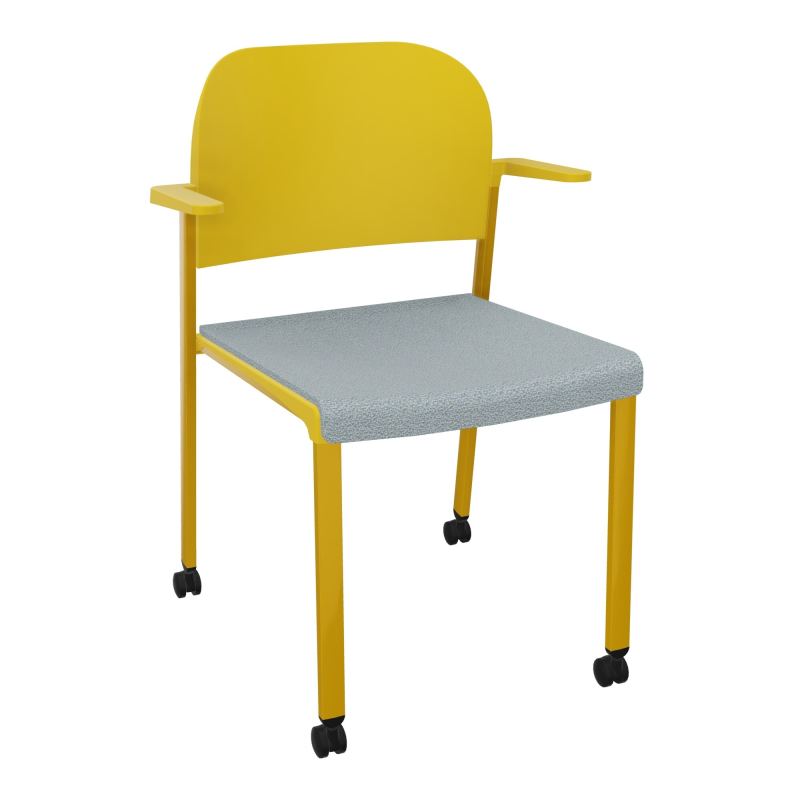 ROMY CHAISE 4P ROULT ASSISE TISSU DOSSIER POLYPRO AVEC ACCOUDOIRS  KD SX PW
