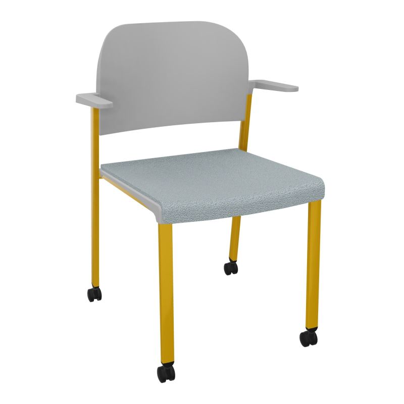 ROMY CHAISE 4P ROULT ASSISE TISSU DOSSIER POLYPRO AVEC ACCOUDOIRS  KD SX PX