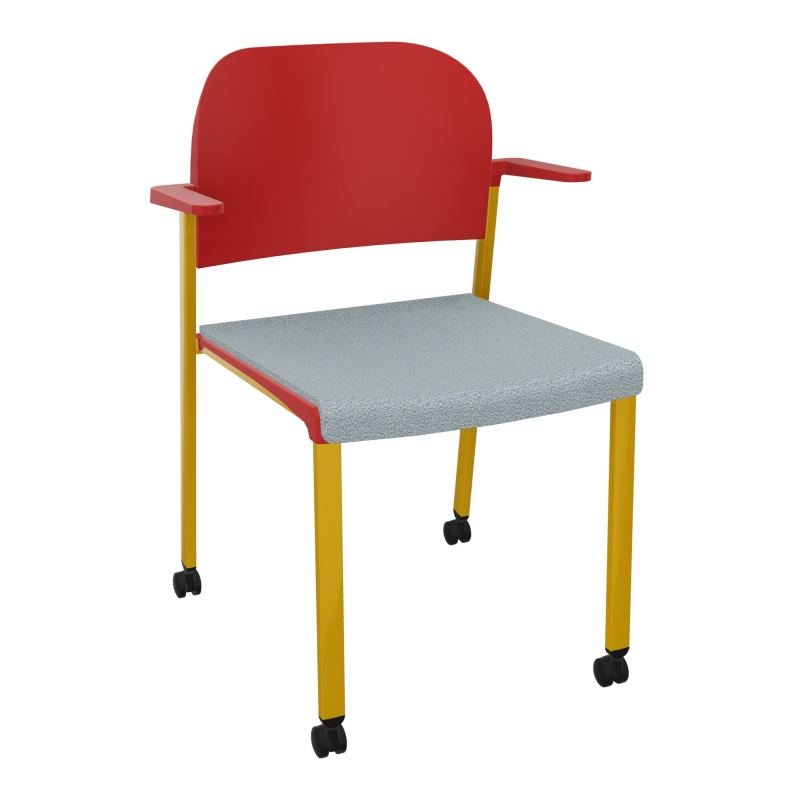 ROMY CHAISE 4P ROULT ASSISE TISSU DOSSIER POLYPRO AVEC ACCOUDOIRS  KD SX PZ