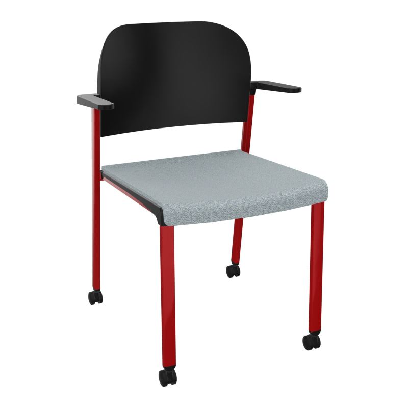 ROMY CHAISE 4P ROULT ASSISE TISSU DOSSIER POLYPRO AVEC ACCOUDOIRS  KD ZY PU