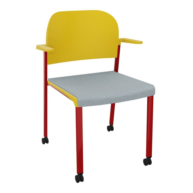 ROMY CHAISE 4P ROULT ASSISE TISSU DOSSIER POLYPRO AVEC ACCOUDOIRS  KD ZY PW