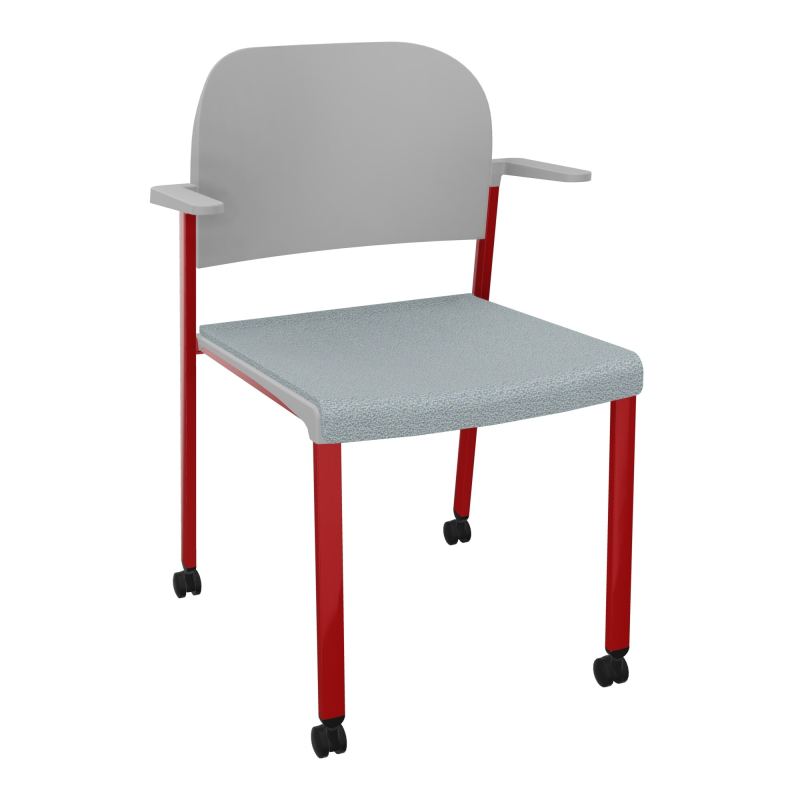 ROMY CHAISE 4P ROULT ASSISE TISSU DOSSIER POLYPRO AVEC ACCOUDOIRS  KD ZY PX