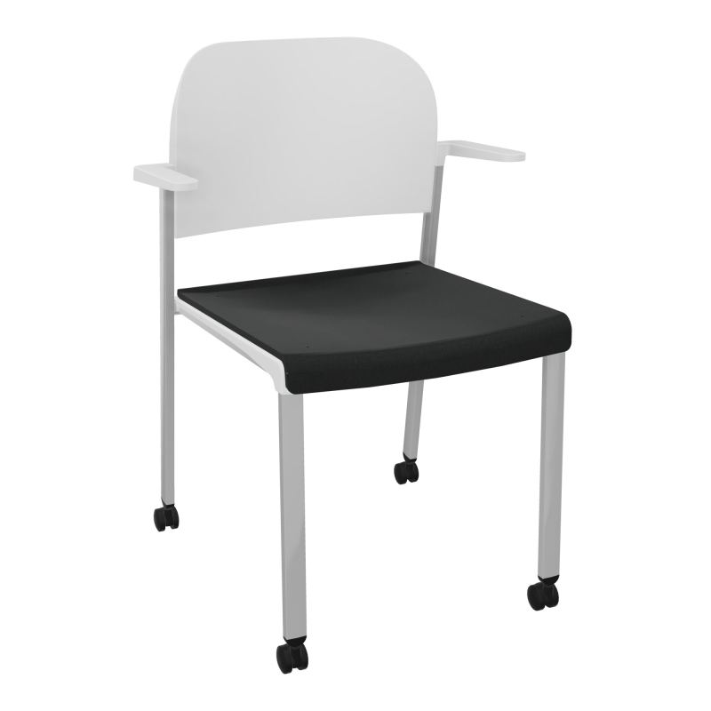ROMY CHAISE 4P ROULT ASSISE TISSU DOSSIER POLYPRO AVEC ACCOUDOIRS  KE SB PT