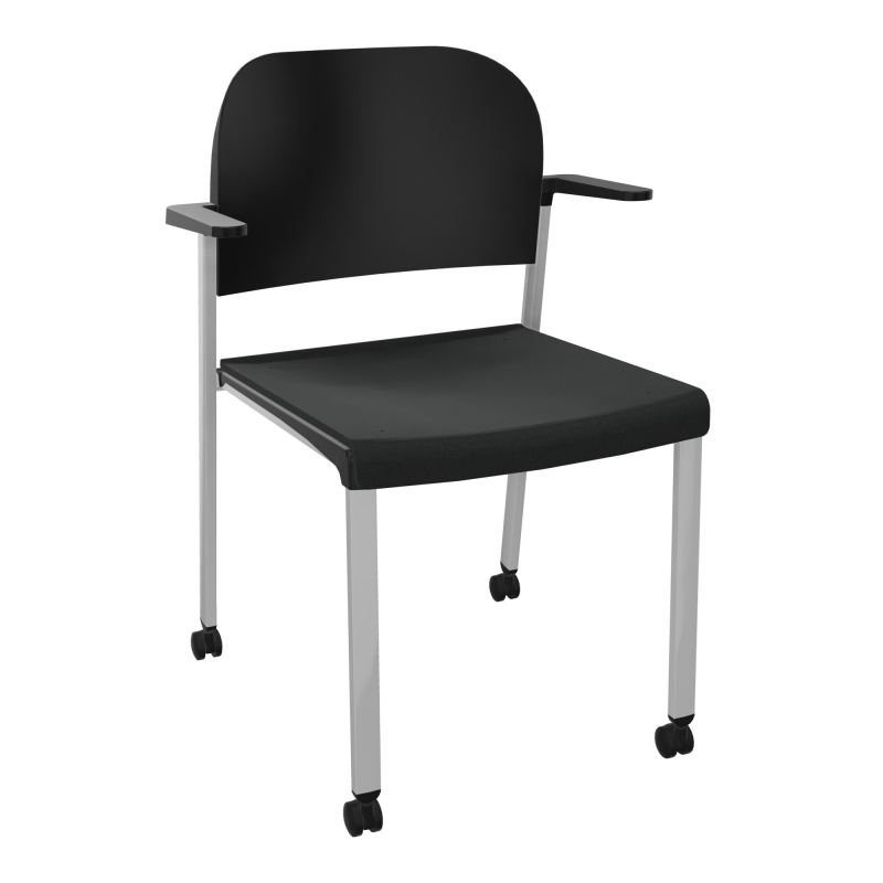 ROMY CHAISE 4P ROULT ASSISE TISSU DOSSIER POLYPRO AVEC ACCOUDOIRS  KE SB PU