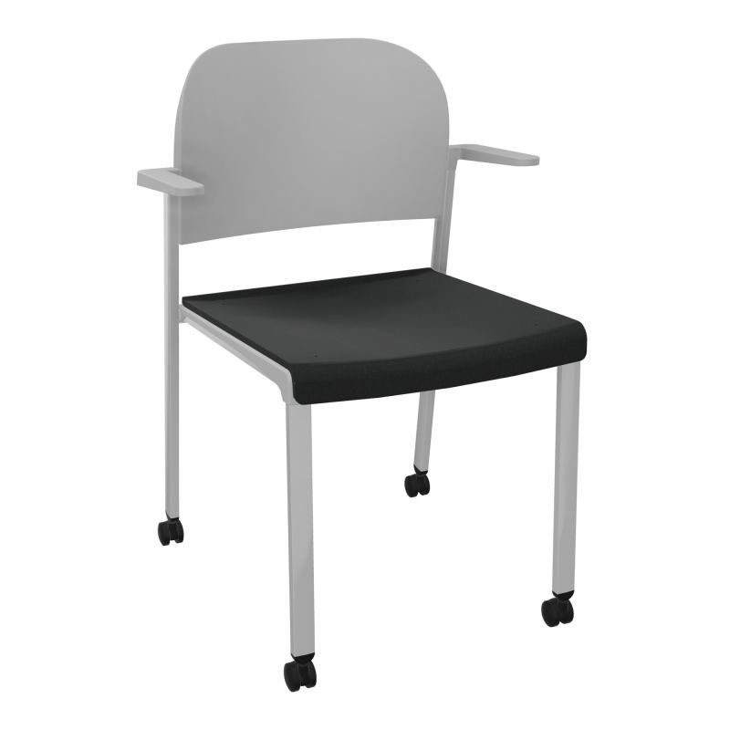 ROMY CHAISE 4P ROULT ASSISE TISSU DOSSIER POLYPRO AVEC ACCOUDOIRS  KE SB PX