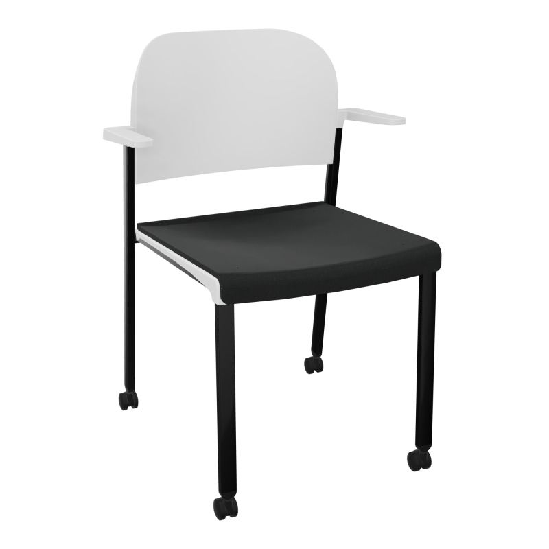 ROMY CHAISE 4P ROULT ASSISE TISSU DOSSIER POLYPRO AVEC ACCOUDOIRS  KE SG PT
