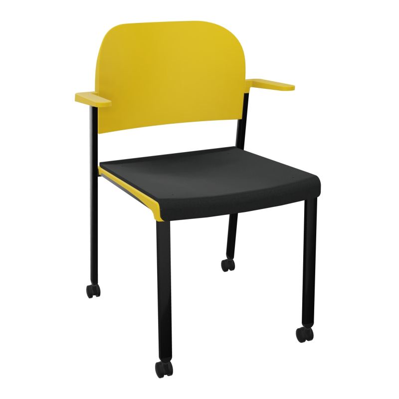 ROMY CHAISE 4P ROULT ASSISE TISSU DOSSIER POLYPRO AVEC ACCOUDOIRS  KE SG PW