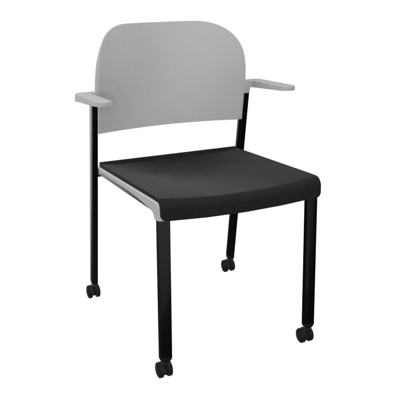 ROMY CHAISE 4P ROULT ASSISE TISSU DOSSIER POLYPRO AVEC ACCOUDOIRS  KE SG PX