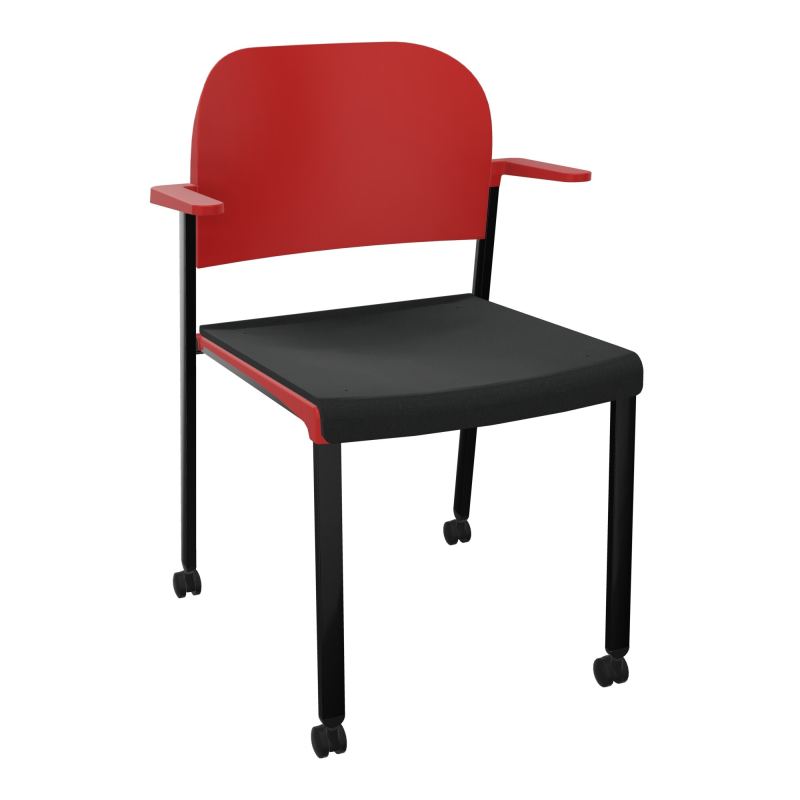 ROMY CHAISE 4P ROULT ASSISE TISSU DOSSIER POLYPRO AVEC ACCOUDOIRS  KE SG PZ