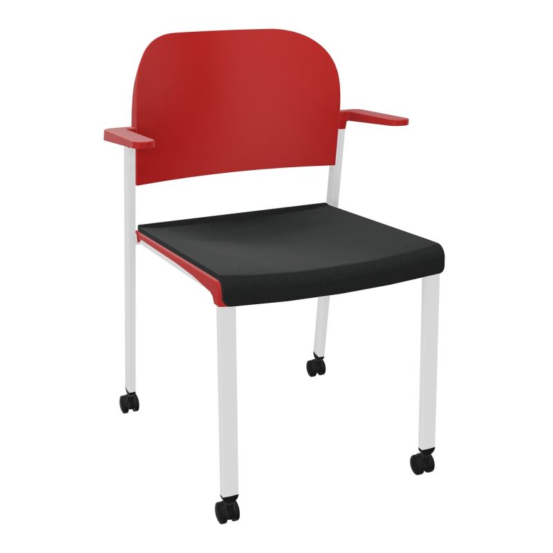 ROMY CHAISE 4P ROULT ASSISE TISSU DOSSIER POLYPRO AVEC ACCOUDOIRS  KE SP PZ