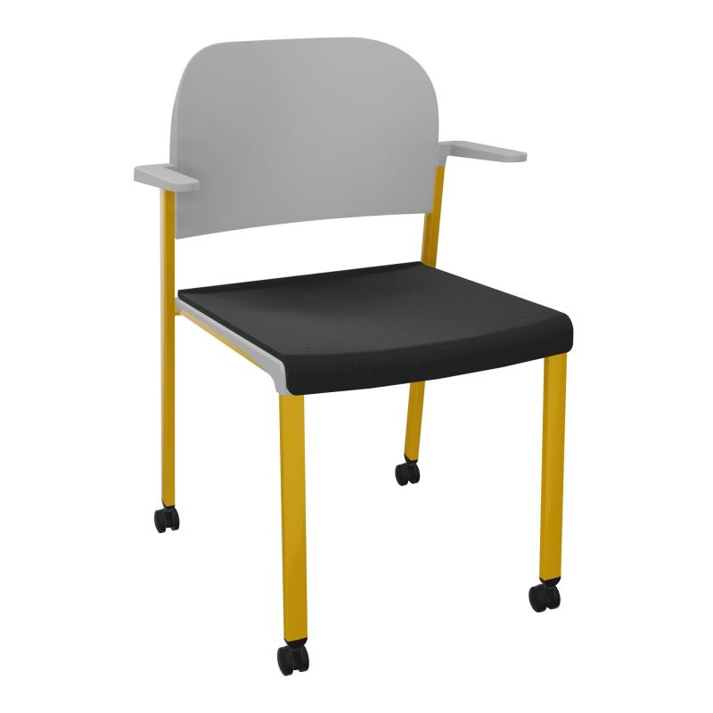 ROMY CHAISE 4P ROULT ASSISE TISSU DOSSIER POLYPRO AVEC ACCOUDOIRS  KE SX PX