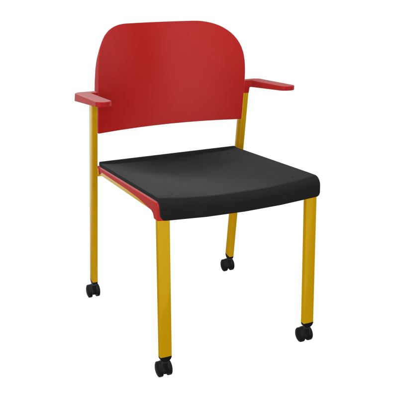 ROMY CHAISE 4P ROULT ASSISE TISSU DOSSIER POLYPRO AVEC ACCOUDOIRS  KE SX PZ