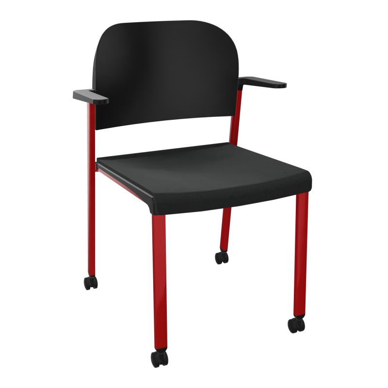 ROMY CHAISE 4P ROULT ASSISE TISSU DOSSIER POLYPRO AVEC ACCOUDOIRS  KE ZY PU