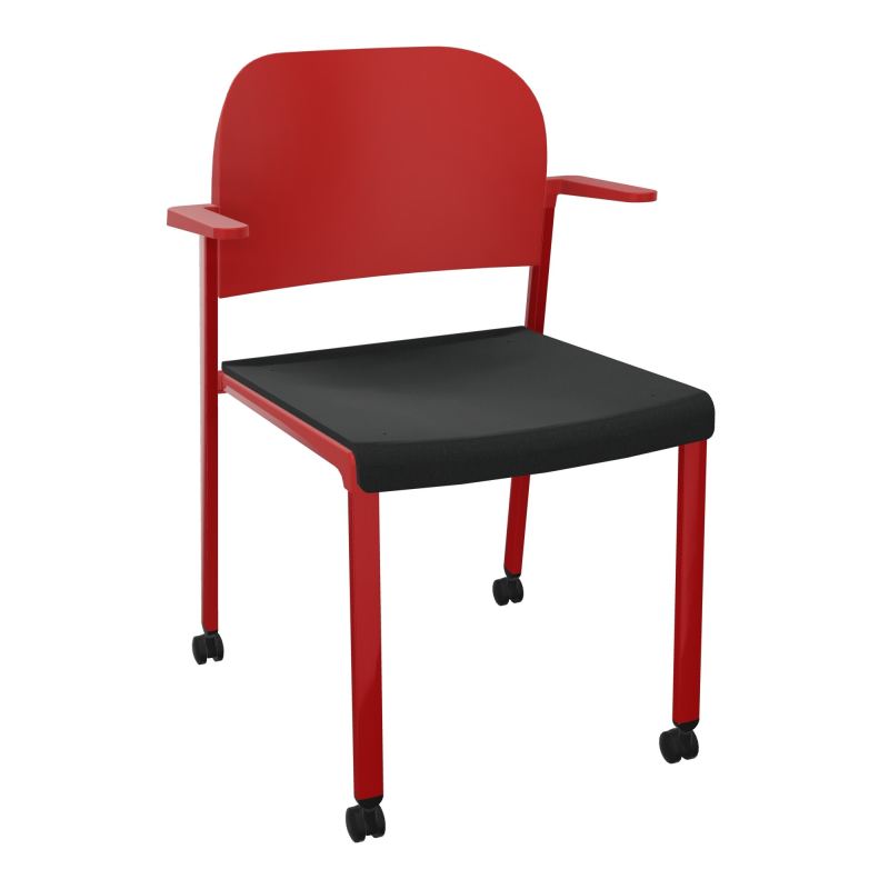 ROMY CHAISE 4P ROULT ASSISE TISSU DOSSIER POLYPRO AVEC ACCOUDOIRS  KE ZY PZ
