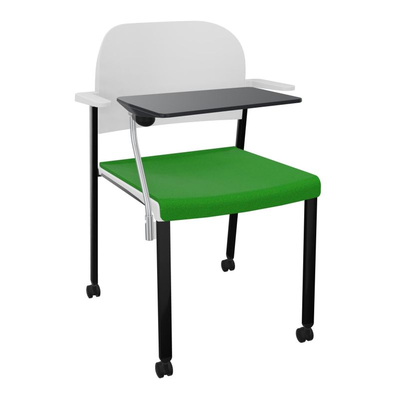 ROMY CHAISE 4P ROULT ASSISE TISSU DOSSIER POLYPRO AVEC ACCOUDOIRS+TABLETTE NOIRE  A1 SG P