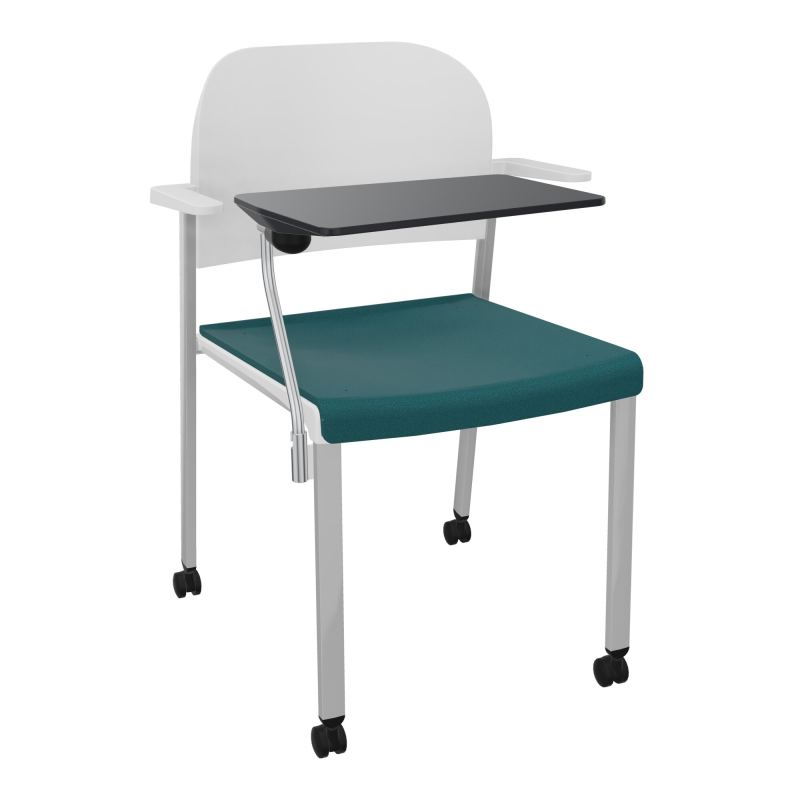 ROMY CHAISE 4P ROULT ASSISE TISSU DOSSIER POLYPRO AVEC ACCOUDOIRS+TABLETTE NOIRE  A4 SB P
