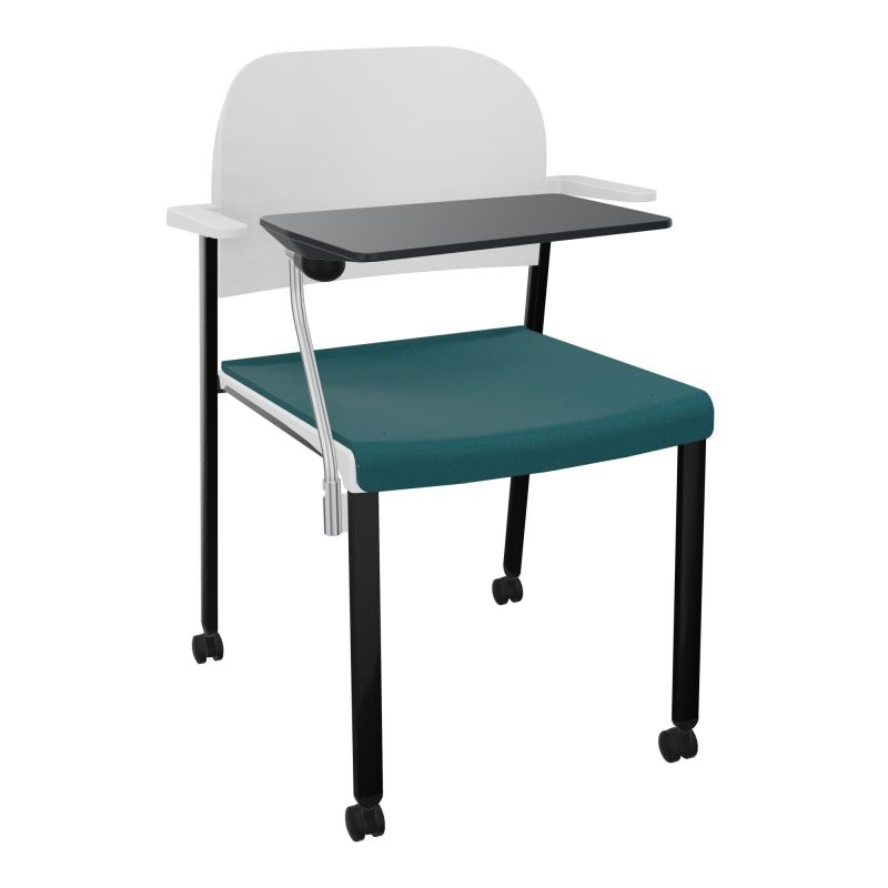 ROMY CHAISE 4P ROULT ASSISE TISSU DOSSIER POLYPRO AVEC ACCOUDOIRS+TABLETTE NOIRE  A4 SG P