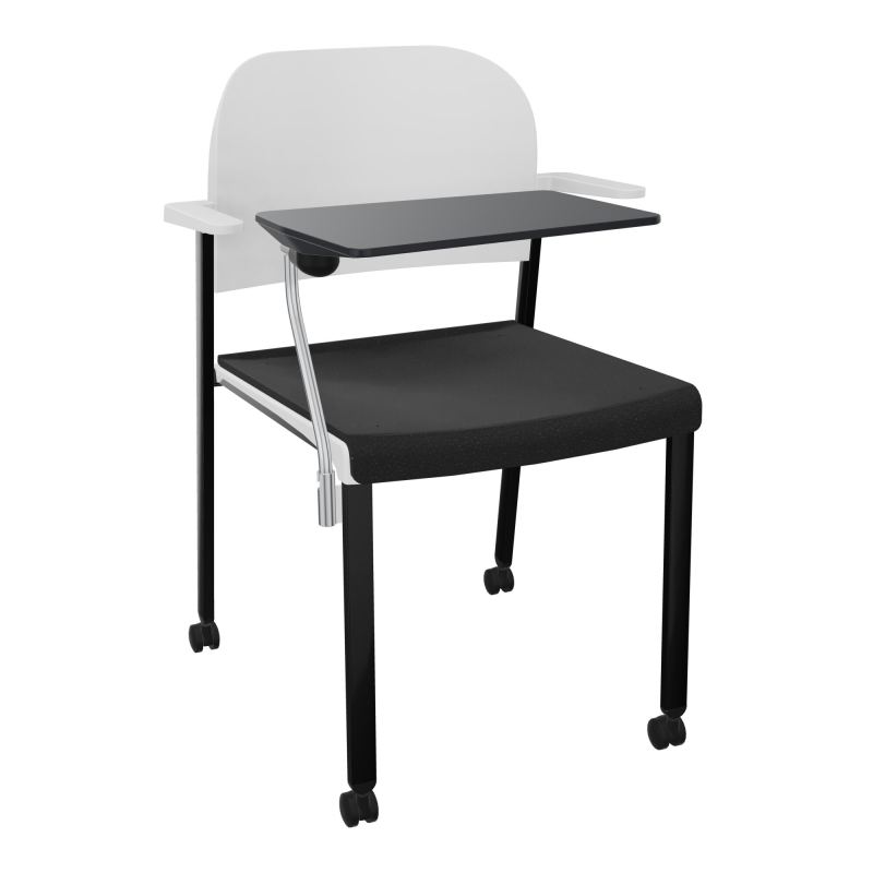 ROMY CHAISE 4P ROULT ASSISE TISSU DOSSIER POLYPRO AVEC ACCOUDOIRS+TABLETTE NOIRE  A6 SG P