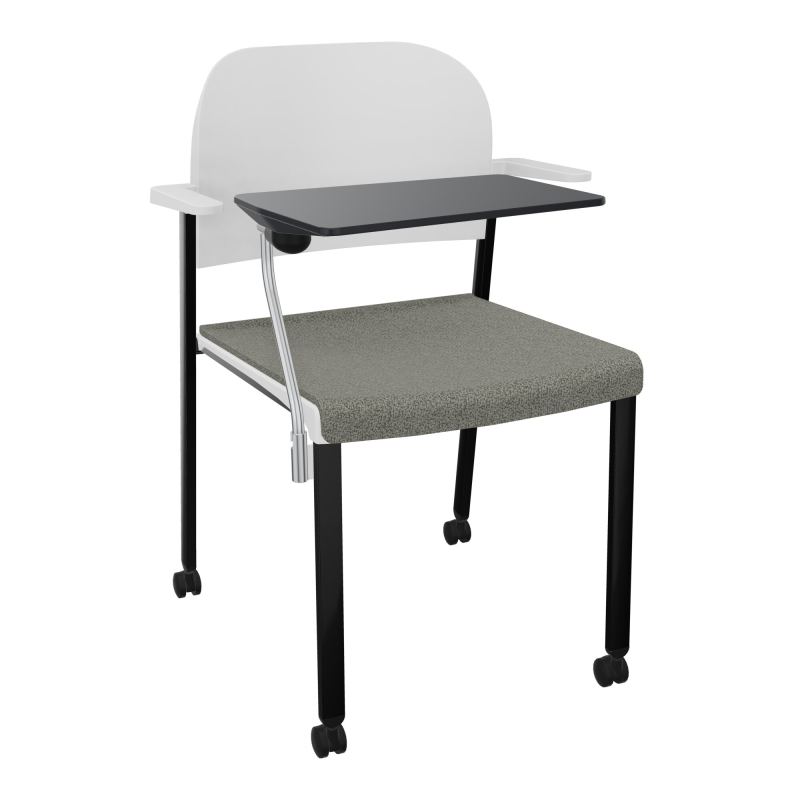 ROMY CHAISE 4P ROULT ASSISE TISSU DOSSIER POLYPRO AVEC ACCOUDOIRS+TABLETTE NOIRE  B1 SG P