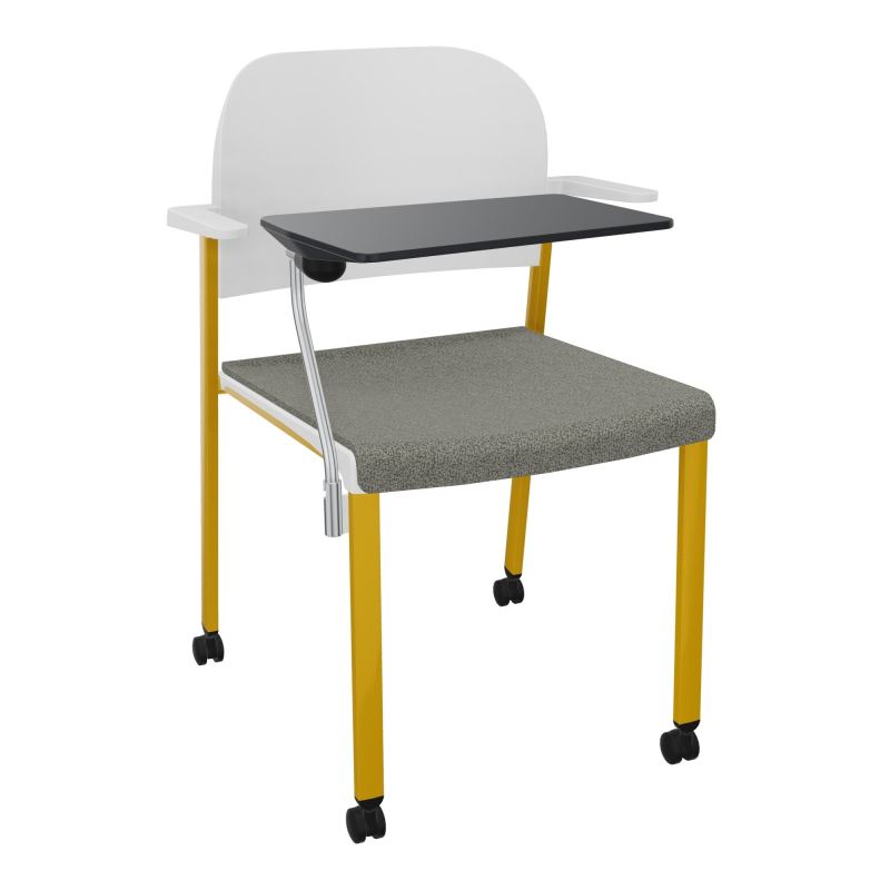 ROMY CHAISE 4P ROULT ASSISE TISSU DOSSIER POLYPRO AVEC ACCOUDOIRS+TABLETTE NOIRE  B1 SX P