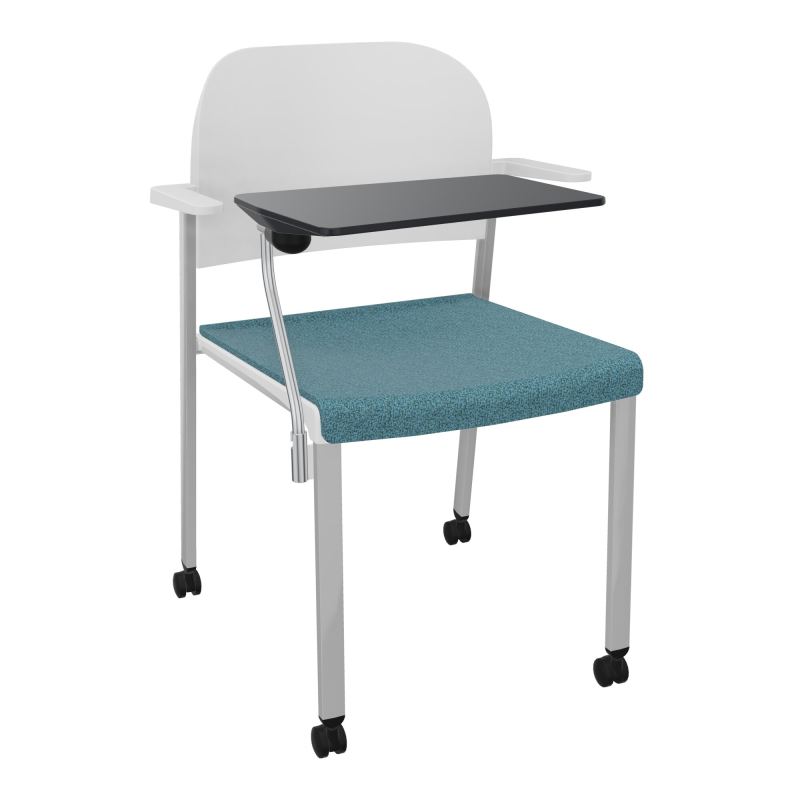 ROMY CHAISE 4P ROULT ASSISE TISSU DOSSIER POLYPRO AVEC ACCOUDOIRS+TABLETTE NOIRE  B4 SB P