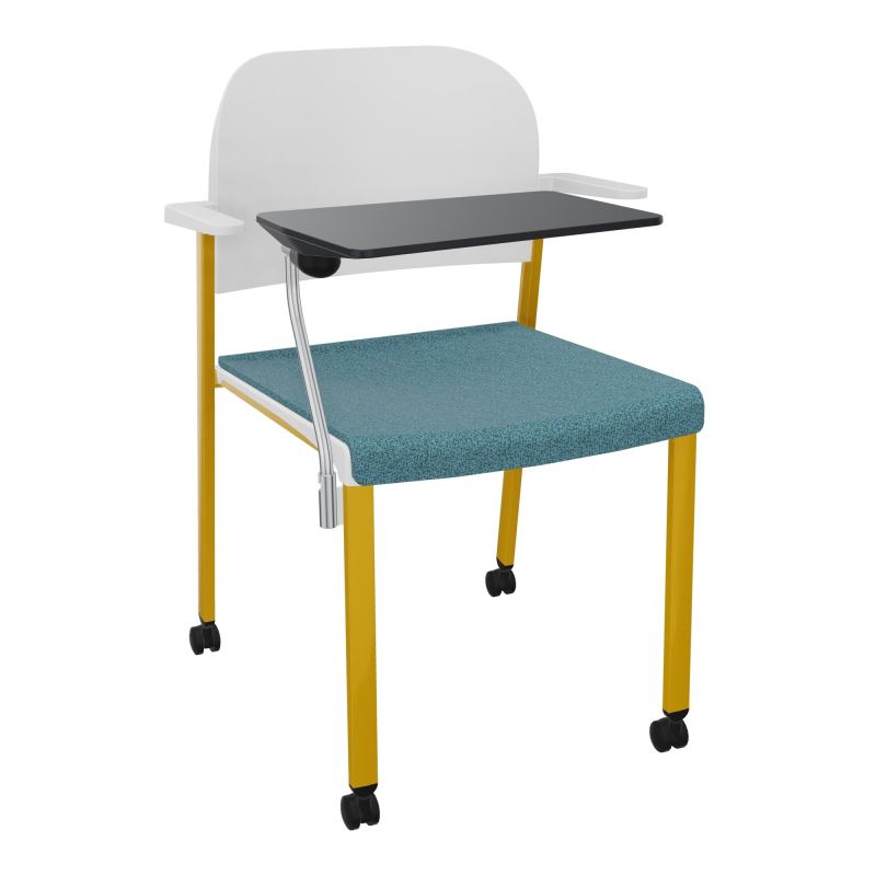 ROMY CHAISE 4P ROULT ASSISE TISSU DOSSIER POLYPRO AVEC ACCOUDOIRS+TABLETTE NOIRE  B4 SX P