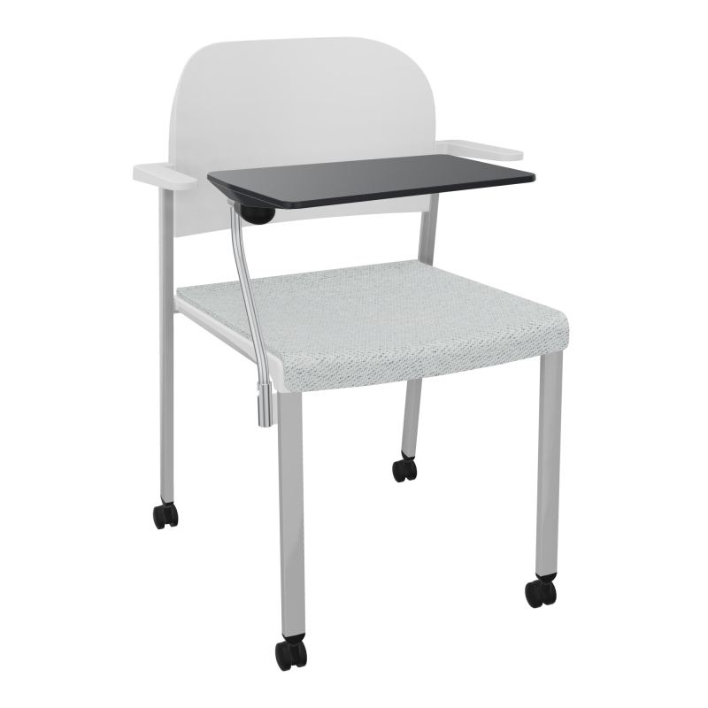 ROMY CHAISE 4P ROULT ASSISE TISSU DOSSIER POLYPRO AVEC ACCOUDOIRS+TABLETTE NOIRE