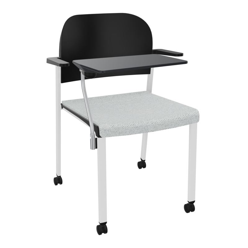 ROMY CHAISE 4P ROULT ASSISE TISSU DOSSIER POLYPRO AVEC ACCOUDOIRS+TABLETTE NOIRE BC SP PU