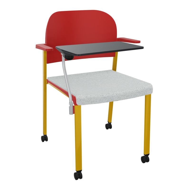 ROMY CHAISE 4P ROULT ASSISE TISSU DOSSIER POLYPRO AVEC ACCOUDOIRS+TABLETTE NOIRE BC SX PZ