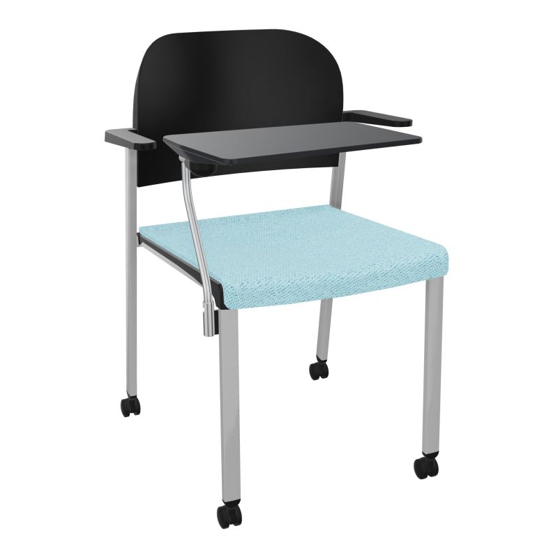 ROMY CHAISE 4P ROULT ASSISE TISSU DOSSIER POLYPRO AVEC ACCOUDOIRS+TABLETTE NOIRE BF SB PU