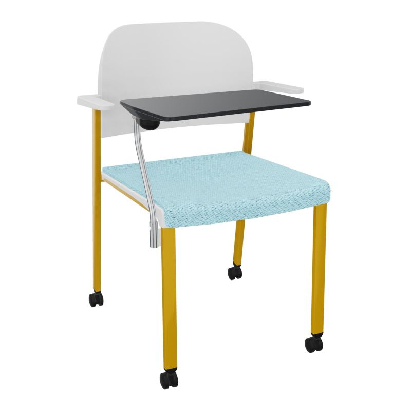 ROMY CHAISE 4P ROULT ASSISE TISSU DOSSIER POLYPRO AVEC ACCOUDOIRS+TABLETTE NOIRE BF SX PT