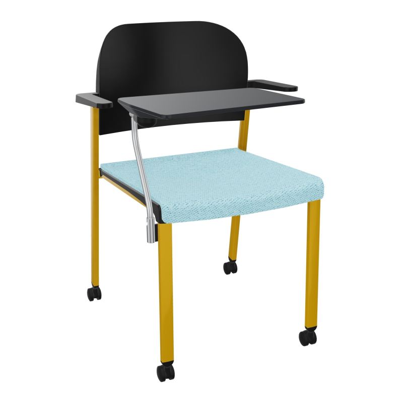 ROMY CHAISE 4P ROULT ASSISE TISSU DOSSIER POLYPRO AVEC ACCOUDOIRS+TABLETTE NOIRE BF SX PU