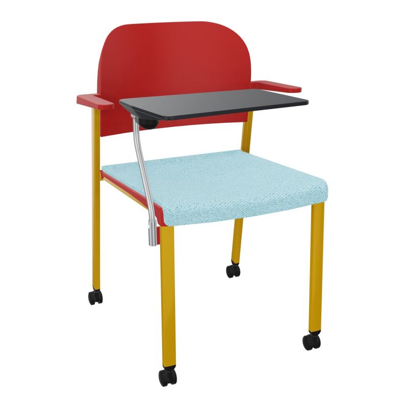 ROMY CHAISE 4P ROULT ASSISE TISSU DOSSIER POLYPRO AVEC ACCOUDOIRS+TABLETTE NOIRE BF SX PZ