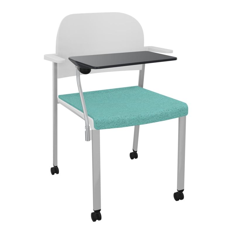 ROMY CHAISE 4P ROULT ASSISE TISSU DOSSIER POLYPRO AVEC ACCOUDOIRS+TABLETTE NOIRE BG SB PT