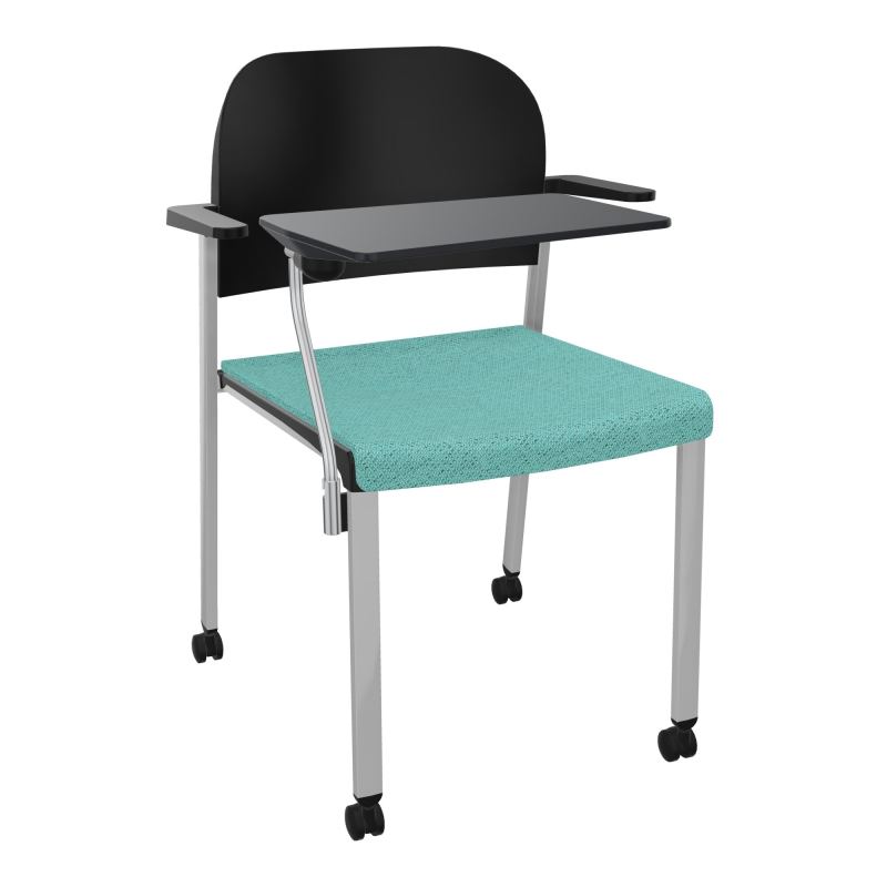 ROMY CHAISE 4P ROULT ASSISE TISSU DOSSIER POLYPRO AVEC ACCOUDOIRS+TABLETTE NOIRE BG SB PU