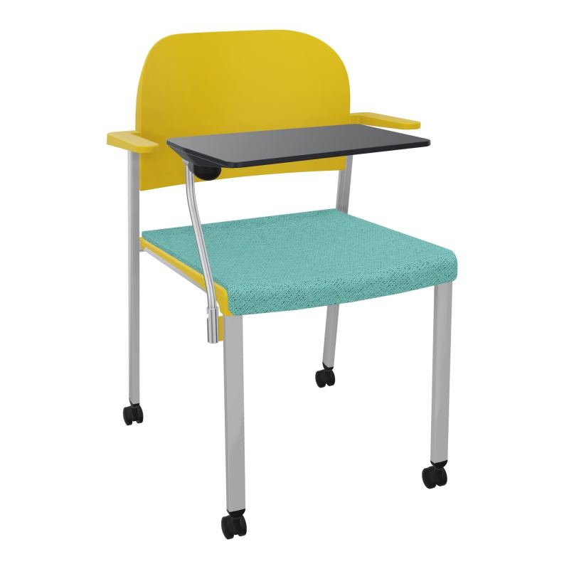 ROMY CHAISE 4P ROULT ASSISE TISSU DOSSIER POLYPRO AVEC ACCOUDOIRS+TABLETTE NOIRE BG SB PW