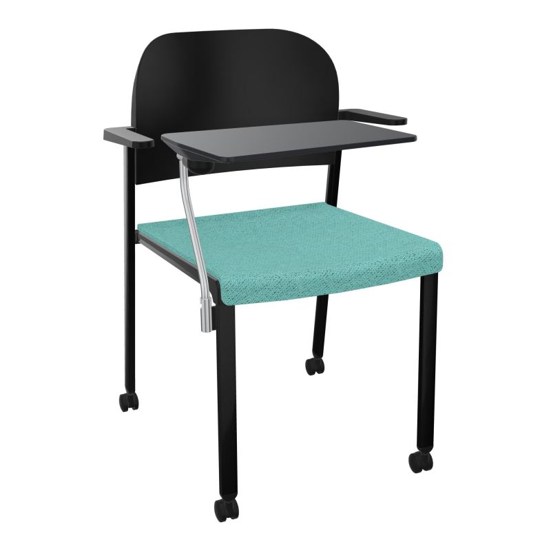ROMY CHAISE 4P ROULT ASSISE TISSU DOSSIER POLYPRO AVEC ACCOUDOIRS+TABLETTE NOIRE BG SG PU