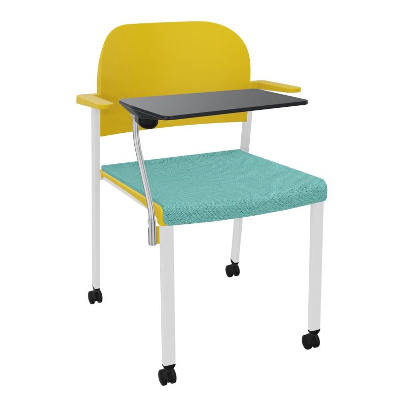 ROMY CHAISE 4P ROULT ASSISE TISSU DOSSIER POLYPRO AVEC ACCOUDOIRS+TABLETTE NOIRE BG SP PW