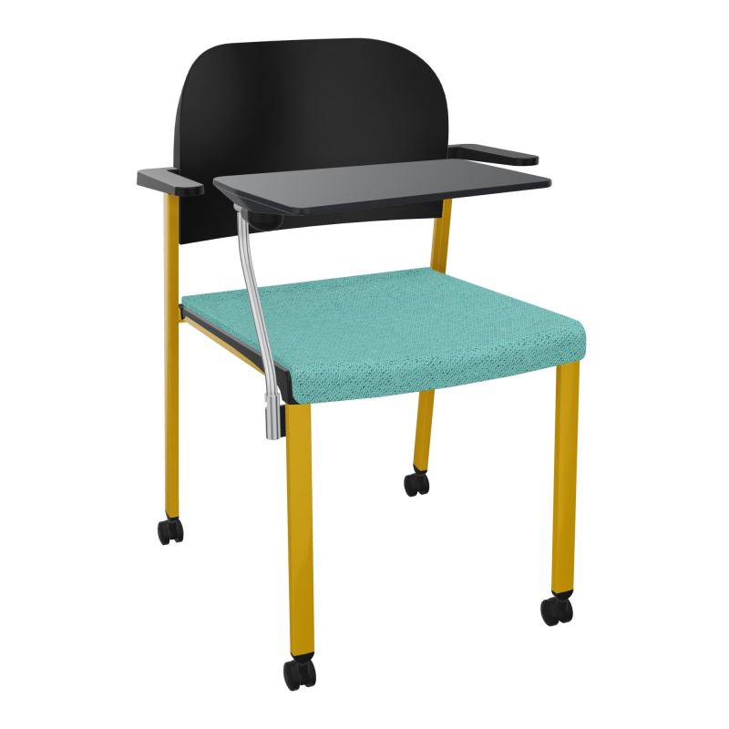 ROMY CHAISE 4P ROULT ASSISE TISSU DOSSIER POLYPRO AVEC ACCOUDOIRS+TABLETTE NOIRE BG SX PU