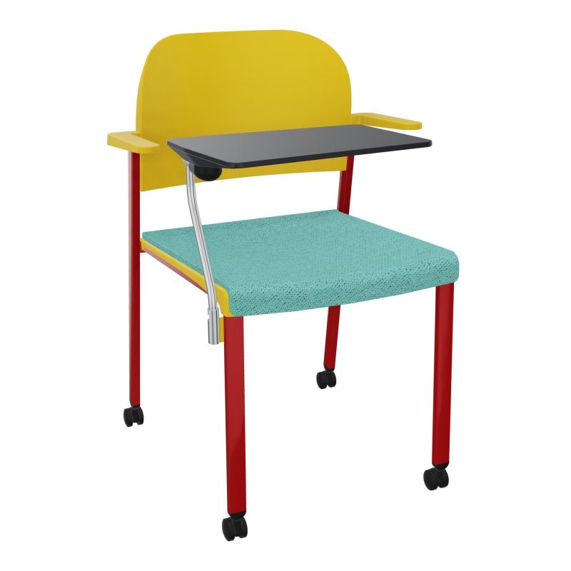 ROMY CHAISE 4P ROULT ASSISE TISSU DOSSIER POLYPRO AVEC ACCOUDOIRS+TABLETTE NOIRE BG ZY PW